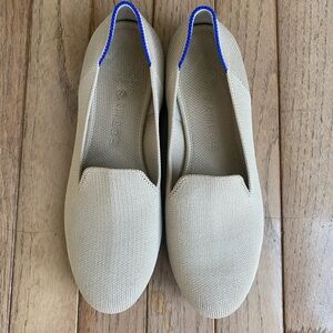 Rothy's The Loafer Beige Textile Knit Flat Shoe Womens Size 6 W